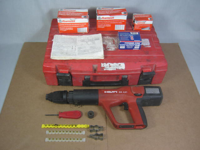Hilti DX A41 Powder Actuated Nailer Nail Stud Gun With Case + Ramset Fasteners 1