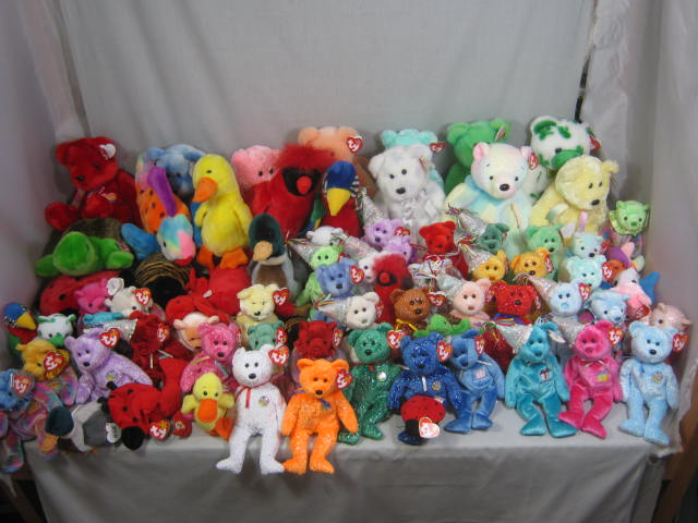 Huge Lot 74 Ty Beanie Babies Buddies Stuffed Plush W/Tags 26+ Lbs Bears+ NO RES!