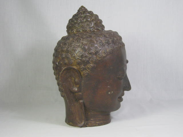 Vtg Antique Tibetan Bronze Shakyamuni Buddha Head Bust Statue 13" Tall No Res! 1