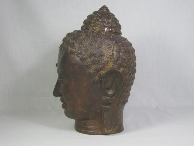 Vtg Antique Tibetan Bronze Shakyamuni Buddha Head Bust Statue 13" Tall No Res! 3