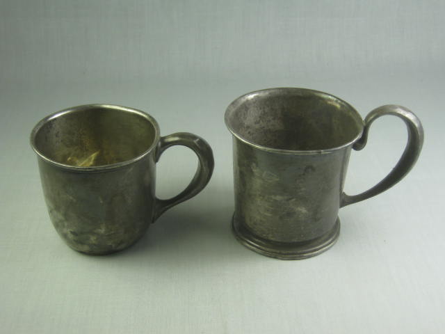 2 Vtg Antique Sterling Silver Baby Cups 170 grams 170g Hand Hammered Scrap NORES