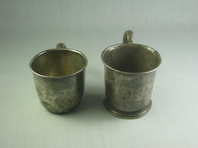 2 Vtg Antique Sterling Silver Baby Cups 170 grams 170g Hand Hammered Scrap NORES 1