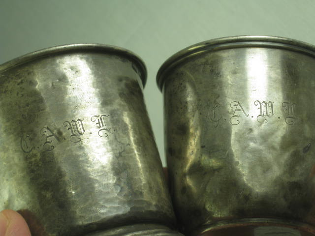 2 Vtg Antique Sterling Silver Baby Cups 170 grams 170g Hand Hammered Scrap NORES 2