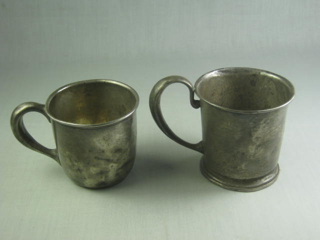2 Vtg Antique Sterling Silver Baby Cups 170 grams 170g Hand Hammered Scrap NORES 3