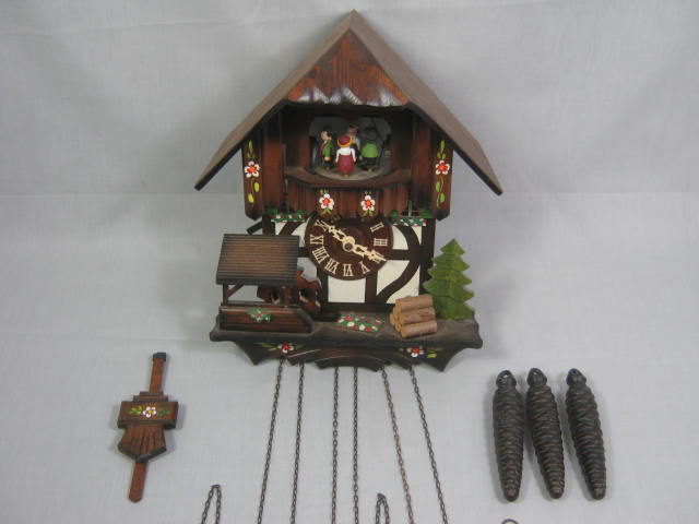 Vtg Black Forest Lador Edelweiss Swiss Chalet Cuckoo Clock Regula German Germany 1