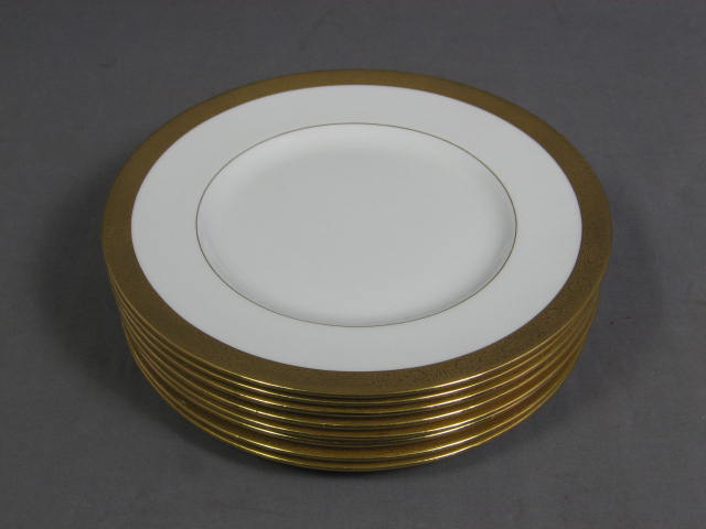 8 Vintage Mintons Luncheon Plates W/ Raised Gold Trim