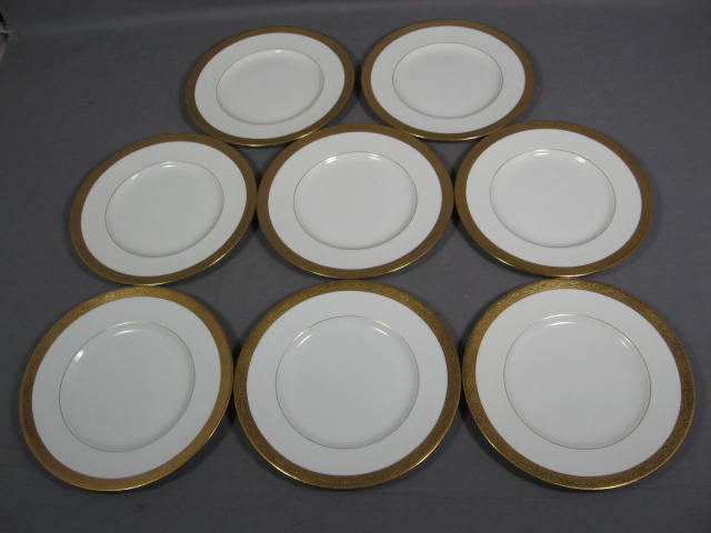 8 Vintage Mintons Luncheon Plates W/ Raised Gold Trim 1