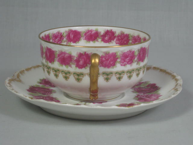 Antique Haviland Limoges Drop Rose Porcelain Gilt Cup & Saucer Set EXC COND! NR! 1