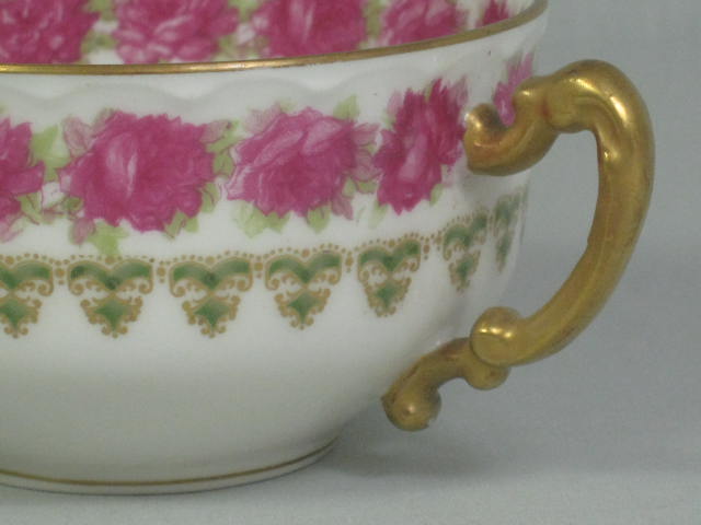 Antique Haviland Limoges Drop Rose Porcelain Gilt Cup & Saucer Set EXC COND! NR! 2