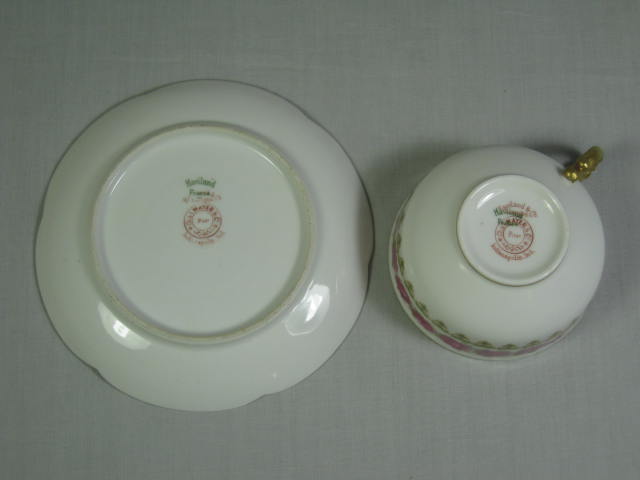 Antique Haviland Limoges Drop Rose Porcelain Gilt Cup & Saucer Set EXC COND! NR! 7