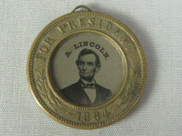 RARE Original 1864 Abraham Lincoln Johnson Ferrotype Campaign Button Photo Token