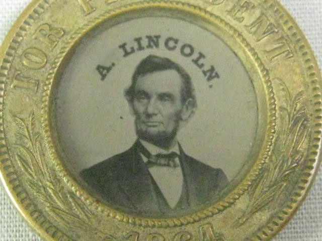 RARE Original 1864 Abraham Lincoln Johnson Ferrotype Campaign Button Photo Token 1
