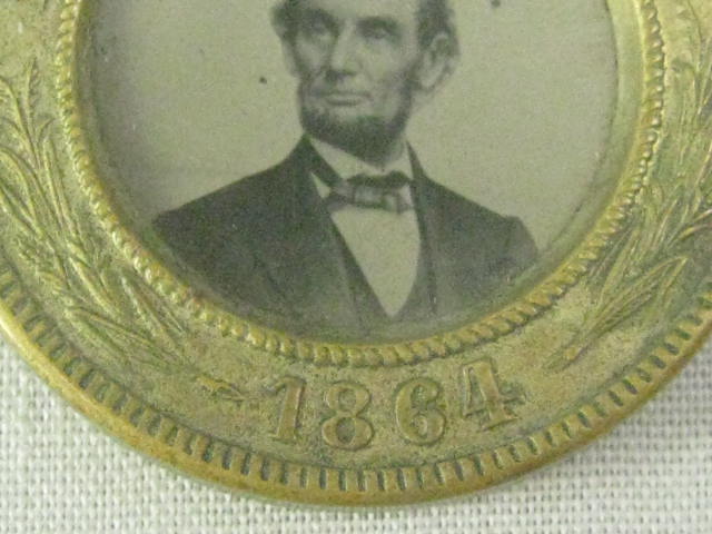 RARE Original 1864 Abraham Lincoln Johnson Ferrotype Campaign Button Photo Token 3