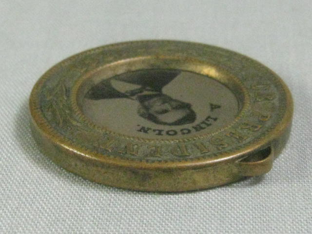 RARE Original 1864 Abraham Lincoln Johnson Ferrotype Campaign Button Photo Token 4