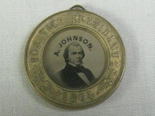 RARE Original 1864 Abraham Lincoln Johnson Ferrotype Campaign Button Photo Token 5