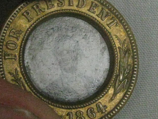 RARE Original 1864 Abraham Lincoln Johnson Ferrotype Campaign Button Photo Token 10