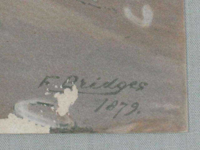 Antique Signed 1879 Fidelia Bridges Watercolor Gouache Seascape Ocean Painting 5