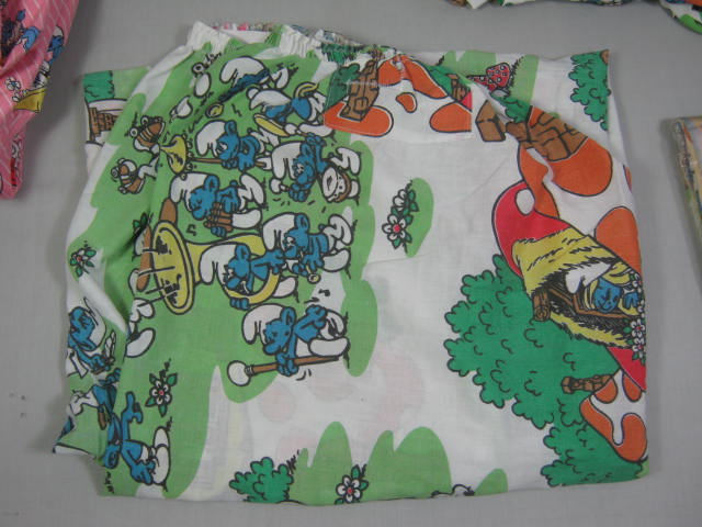 Vintage Smurf Lot Twin Fitted Sheets NEW Curtains 84" Pleated Drapes Set NO RES! 5