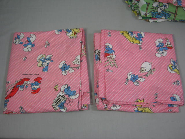 Vintage Smurf Lot Twin Fitted Sheets NEW Curtains 84" Pleated Drapes Set NO RES! 7