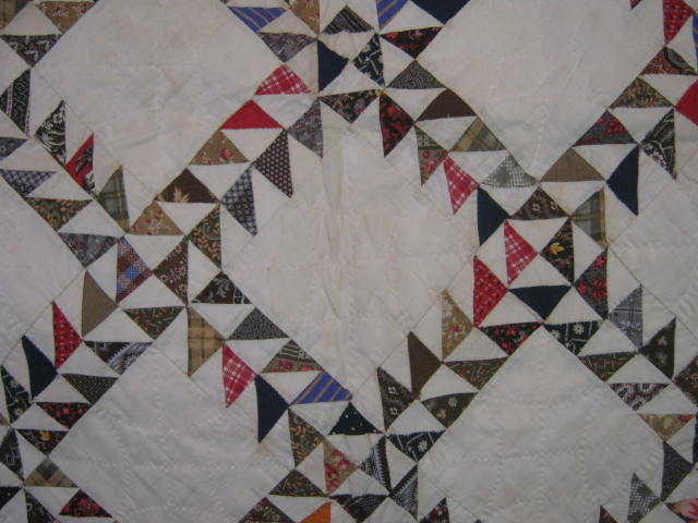 Rare Antique 1870s-1890s Hand Sewn Quilt Sawtooth Square 77" x 75" W/ Provenance 2
