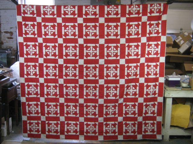 Antique 1880s Hand Sewn Basket Quilt Given To 1st Daughter 85" x 84" +Provenance 1