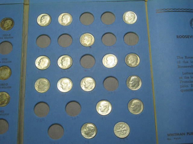 2 Whitman Folders #9029 Collection Roosevelt Dimes 1946-1980 70 Coins Lot Silver 3