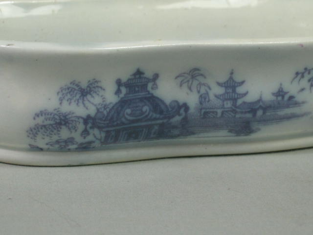 Antique Purple Transferware Porcelain Razor Shaving Box w/Lid Japanese Pagoda NR 3