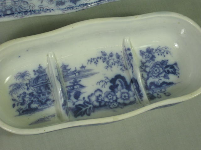 Antique Purple Transferware Porcelain Razor Shaving Box w/Lid Japanese Pagoda NR 5