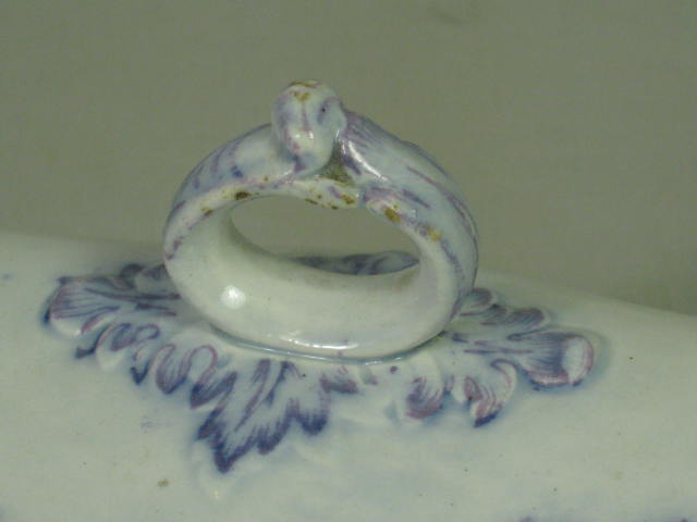 Antique Purple Transferware Porcelain Razor Shaving Box w/Lid Japanese Pagoda NR 7