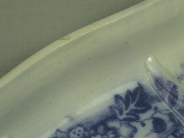Antique Purple Transferware Porcelain Razor Shaving Box w/Lid Japanese Pagoda NR 9