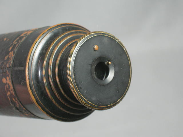 Vtg Antique 1900s E Vion 3 Draw Brass Leather Maritime Military Telescope France 3
