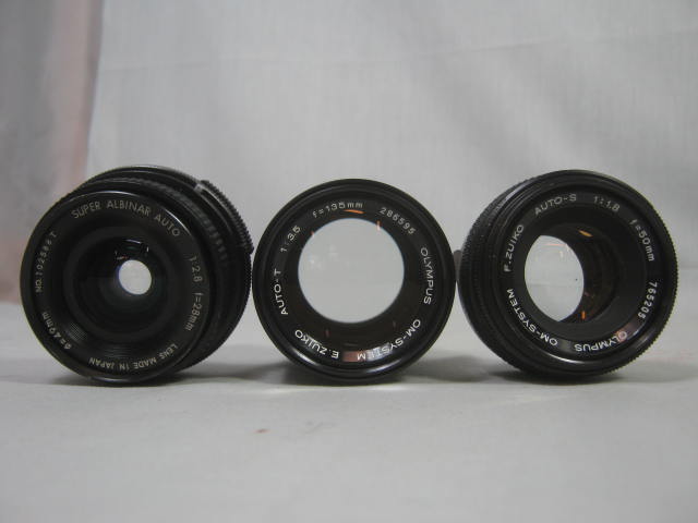 Olympus OM-1 MD 35mm SLR Film Camera 28mm f/2.8 50mm 1.8 135mm 3.5 Zuiko Lens ++ 7