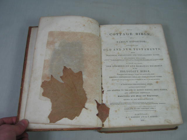 Rare Antique 1834 Cottage Bible Leather Set Volumes 1 & 2 Books Lot NO RESERVE! 5