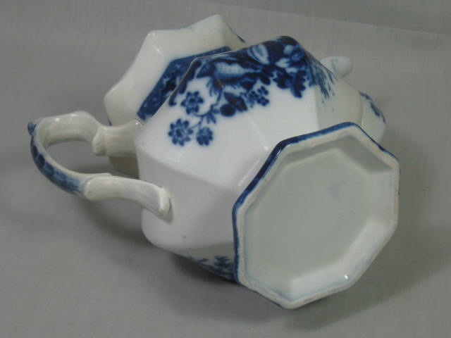 Antique c1860 Challinor Shell Pattern Flow Blue Porcelain Coffee Pot With Lid NR 8