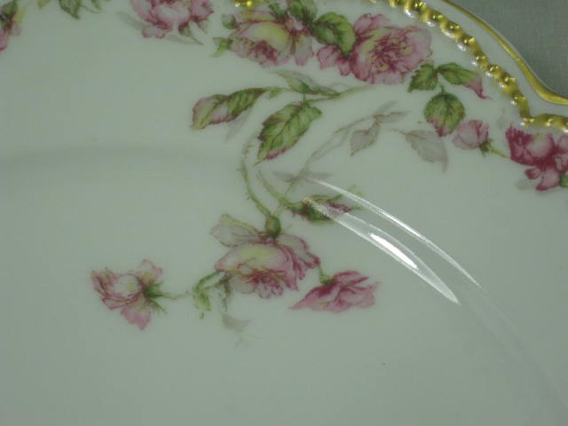 5 Vtg Antique Haviland & Co Limoges France Drop Rose Floral Dessert Plates 8.5" 2