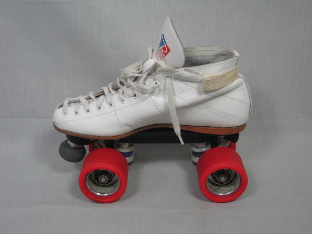 Womens Riedell White Leather Roller Skates Size 5.5 W/ Wicked Lips Indoor Wheels 2