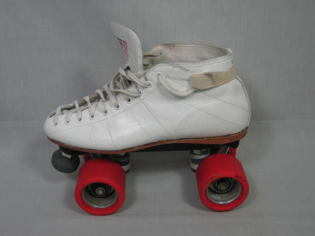 Womens Riedell White Leather Roller Skates Size 5.5 W/ Wicked Lips Indoor Wheels 4