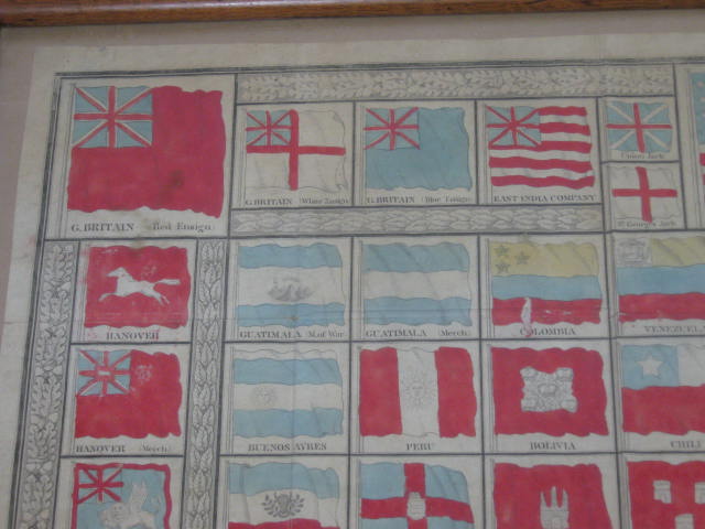 Antique 1837 S.A Mitchell Flags Of Principal World Nations Sea Captain ID Chart 1
