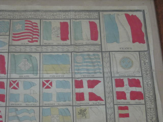 Antique 1837 S.A Mitchell Flags Of Principal World Nations Sea Captain ID Chart 3