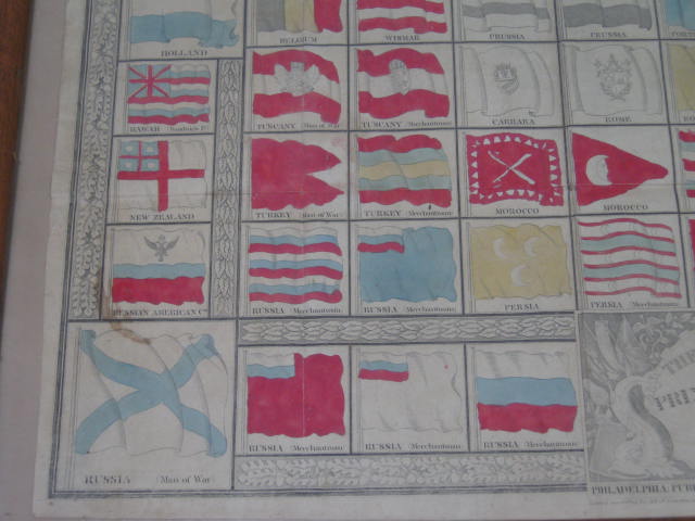 Antique 1837 S.A Mitchell Flags Of Principal World Nations Sea Captain ID Chart 4