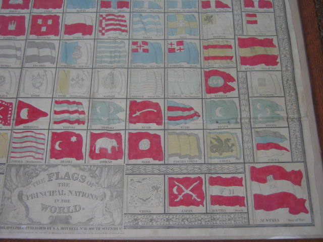 Antique 1837 S.A Mitchell Flags Of Principal World Nations Sea Captain ID Chart 6