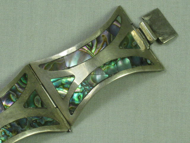 Vintage Sterling Silver Abalone Necklace & Bracelet Set Taxco Mexico 92.5 No Res 7