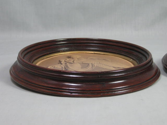 2 Antique 1870s Round Walnut Wood Wooden Picture Frames Original Labels No Res! 4