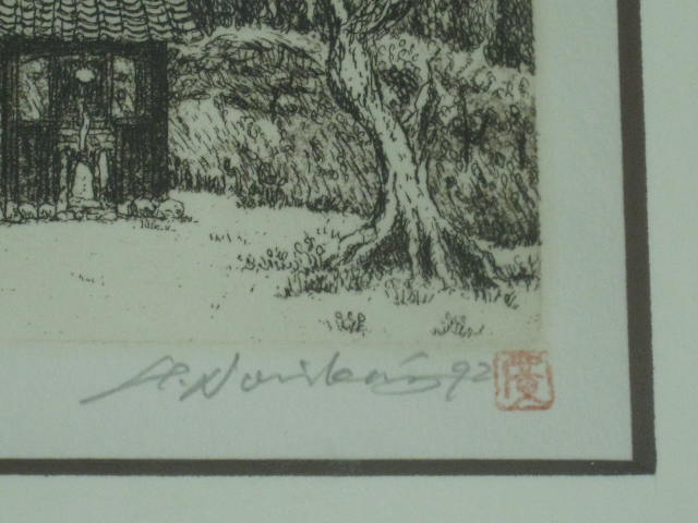Hiroto Norikane Hand Signed Japanese Etching Farm House 54 Limited Ed 91/300 NR! 3