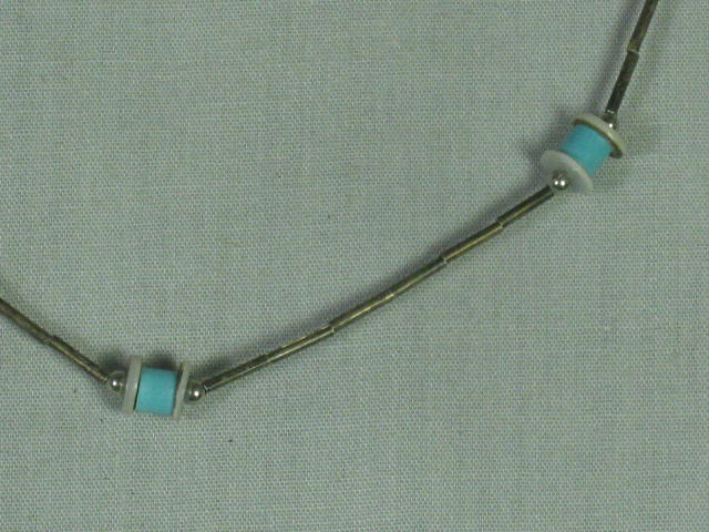 Vintage Native American Silver Turquoise Belt Pendant Necklace Turquoise Coral 12
