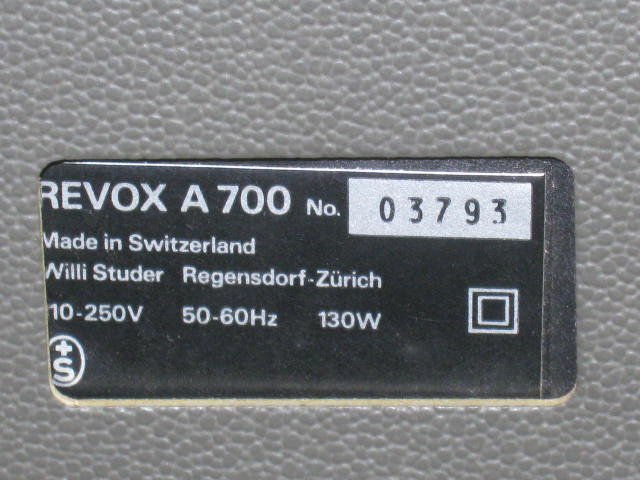 Vtg Revox A700 Reel-To-Reel Tape Recorder Player Deck W/ Nortronics QM-311 Block 9