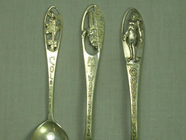 10 Vtg 1950s Sterling Silver Demitasse Souvenir Spoons 3.7oz Texas USA Mexico NR 4