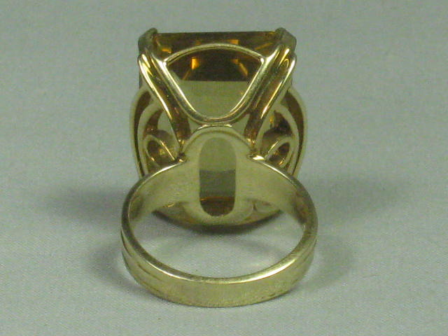 Vtg 1950s Kimberly 14K Gold Amber Topaz Size 6 Emerald Cut Cocktail Ring 3/4" NR 4
