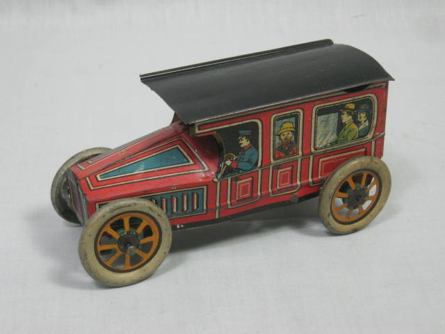 Vtg Tin Litho Wind Up Toy Car Wagon Marked NY 1918 314 On License Plate Marx? NR