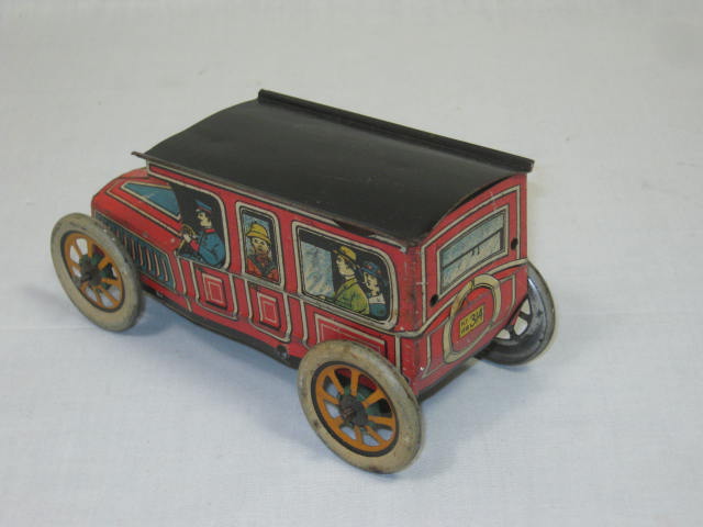 Vtg Tin Litho Wind Up Toy Car Wagon Marked NY 1918 314 On License Plate Marx? NR 1